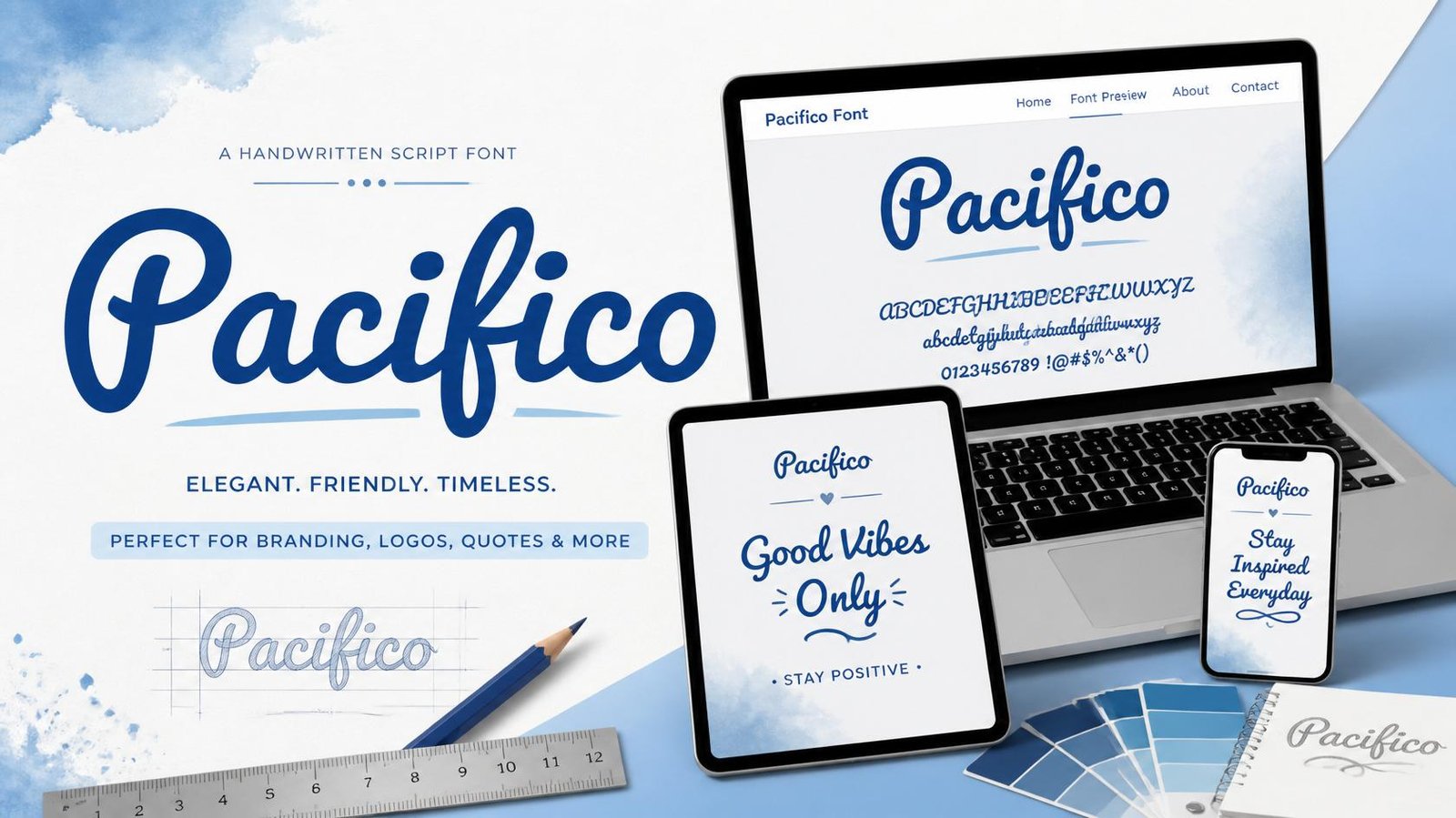 Pacifico Font preview for logos, branding, and creative designs