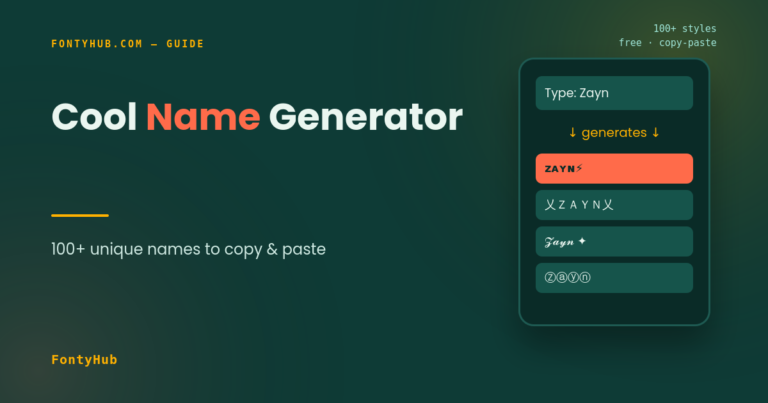 Cool Name Generator: 100+ Unique Names to Copy & Paste (2026) 2 cool name generator showing stylized name examples
