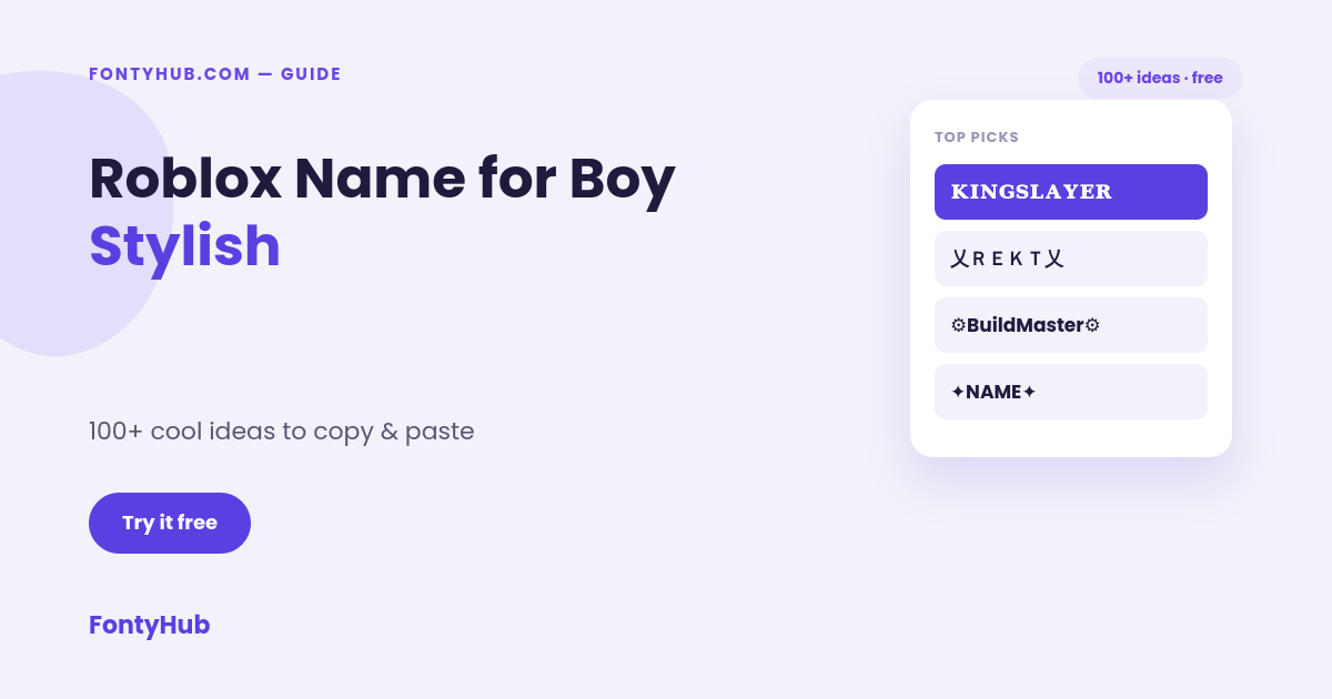 roblox name for boy stylish examples