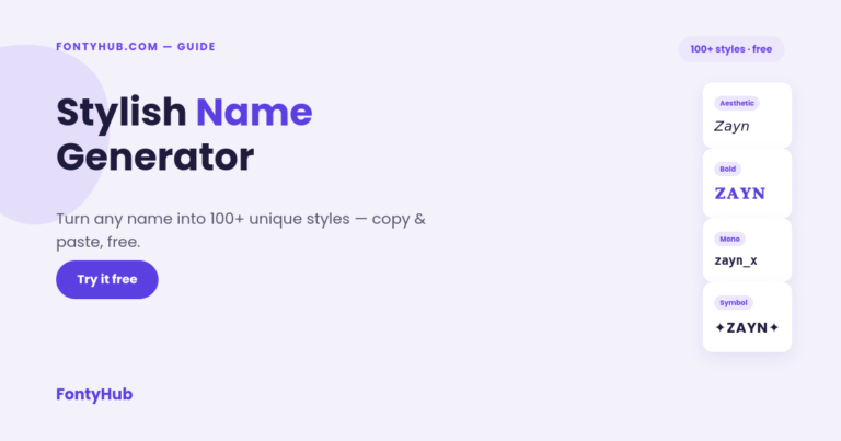 Stylish Name Generator: Free Tool for Unique Usernames (2026) 1 stylish name generator showing multiple name styles